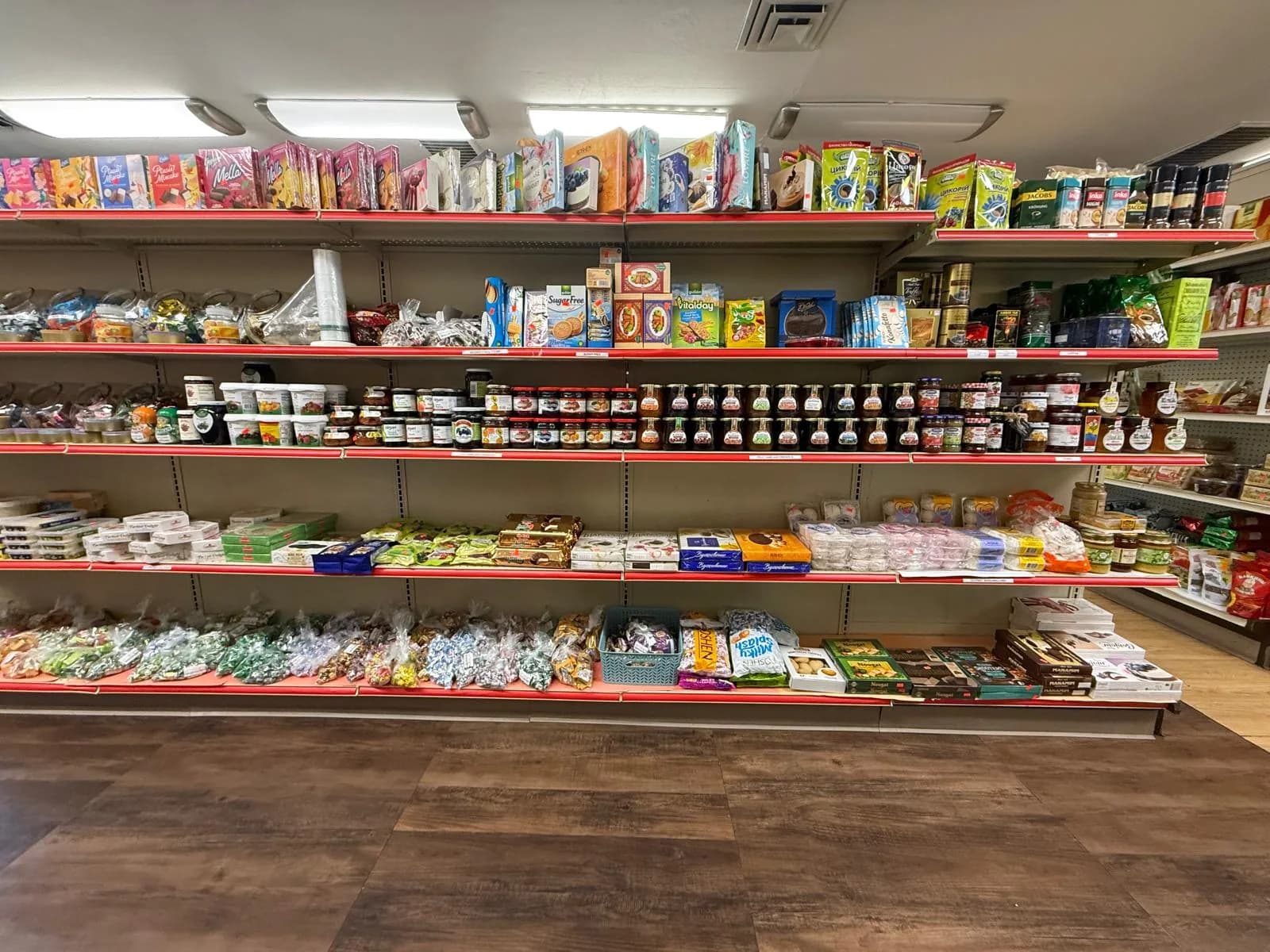 Inside Bay Area European Market & Deli in Concord — aisles stocked with imported European groceries